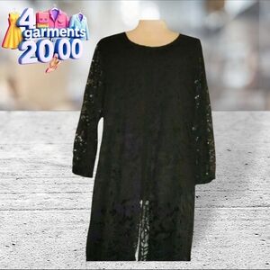 JM collection black lace tunic size XL